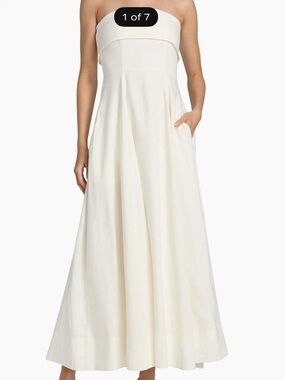 NICHOLAS Strapless Cream A-Line Maxi Skirt